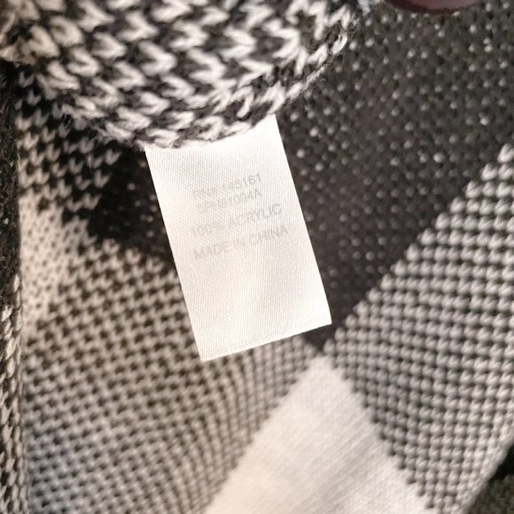 Charming Charlie - Check Black and White Sweater Poncho - S - Picture 5 of 6